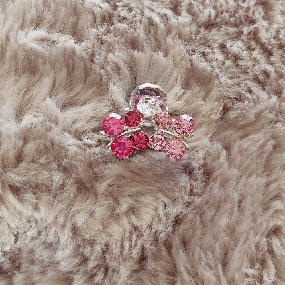 Pink Butterflies Rhinestones Mini Adorable Cute Hair Clip